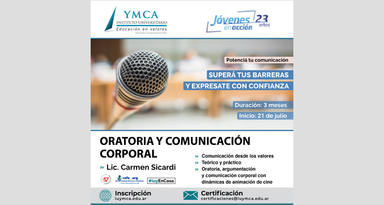 Continúan las inscripciones para el curso de Oratoria y Comunicación Corporal de "Jóvenes en Acción"