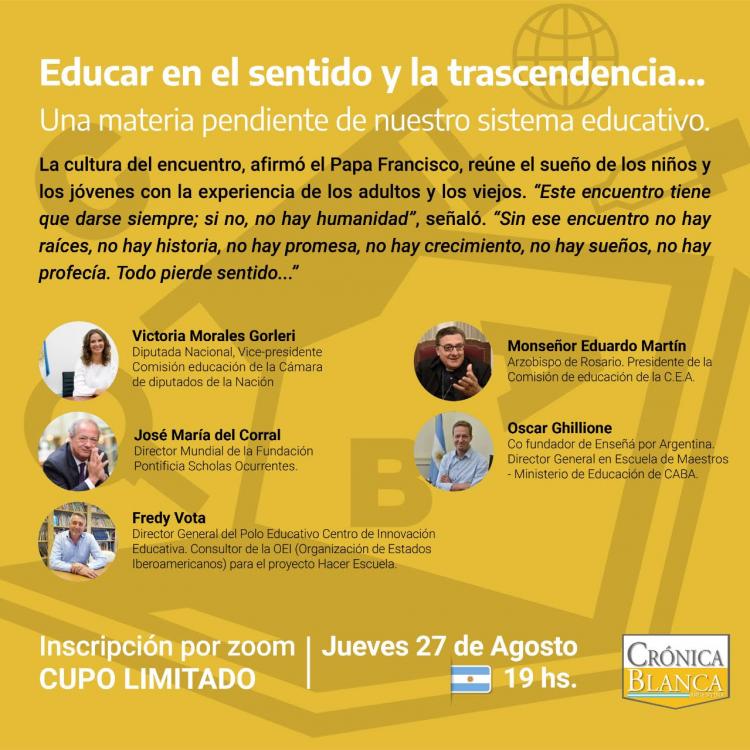 La Educación, tema del próximo encuentro virtual de Crónica Blanca