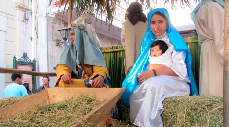 Pesebre viviente frente al Congreso de la Nación