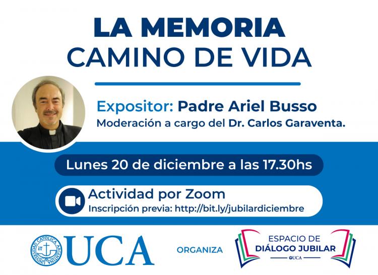 El Pbro. Ariel Busso brindará la charla "La memoria. Camino de vida"