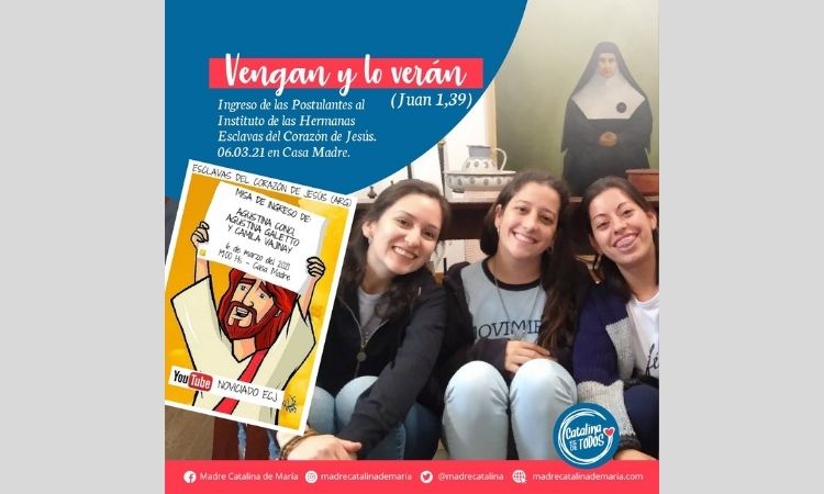 Ingresan tres postulantes a las Hermanas Esclavas del Corazón de Jesús