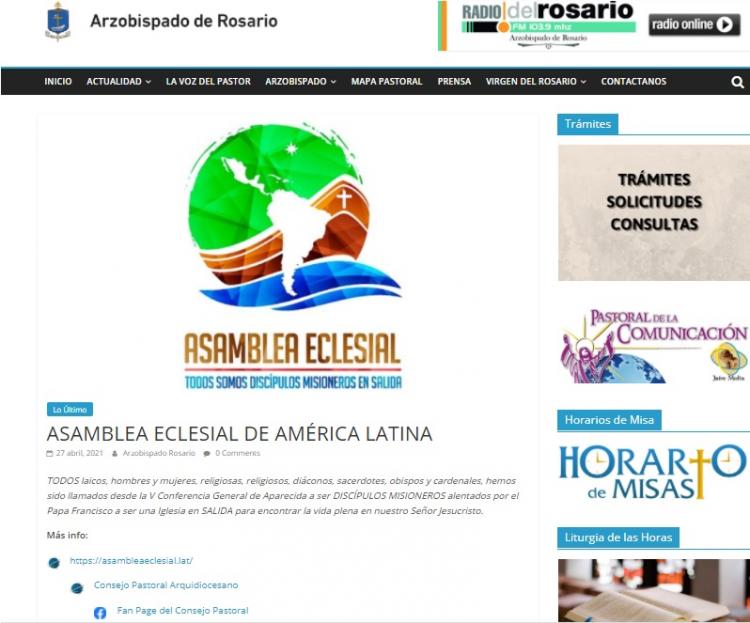 La arquidiócesis de Rosario se une a la Asamblea Eclesial a través de sus medios