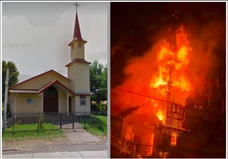 Un nuevo ataque incendiario consume por completo la Capilla de Roble Huacho