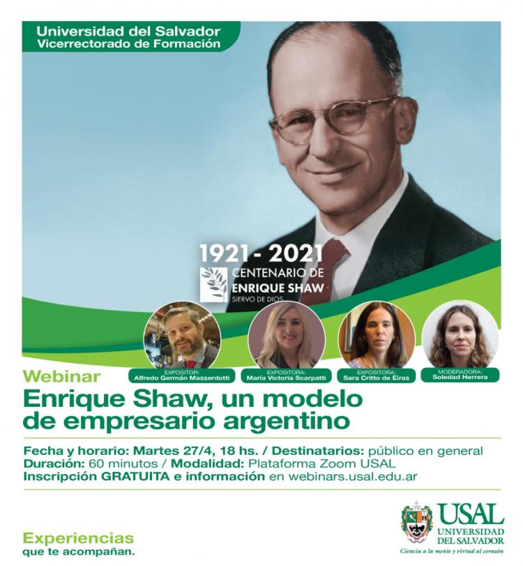 USAL: Charla virtual sobre Enrique Shaw, modelo de empresario argentino