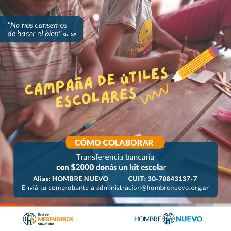 Hombre Nuevo inició la segunda campaña de útiles escolares