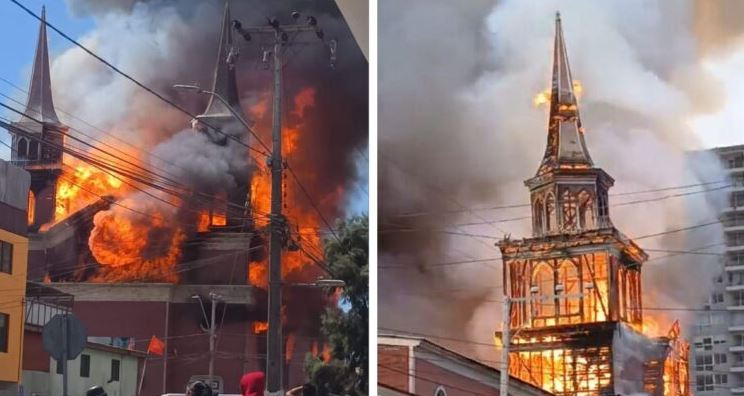 Tragedia patrimonial en Chile: voraz incendio consume una iglesia del siglo XVII